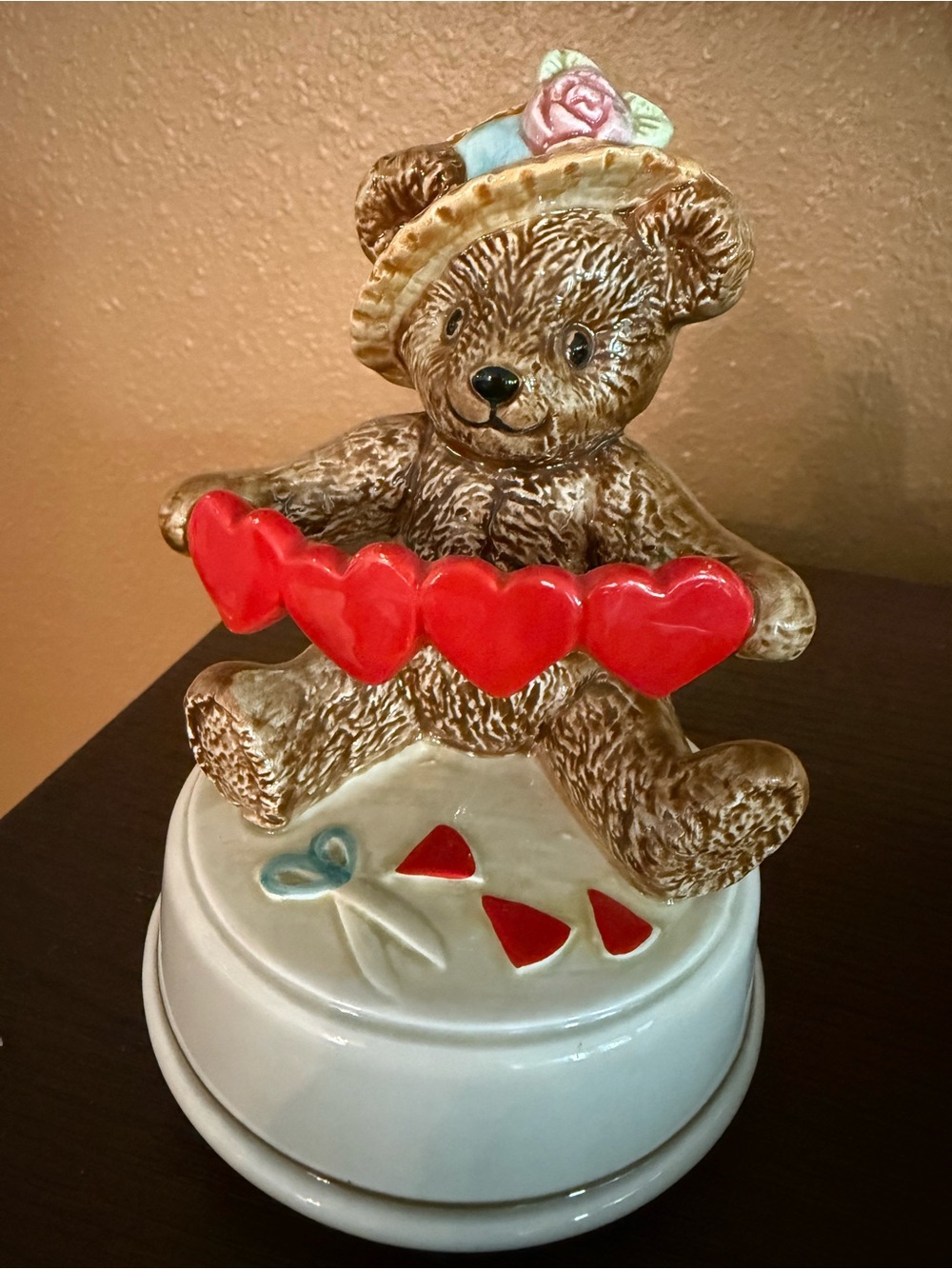 Vintage Otagiri Teddy Bear Music Box Play-Mates Ceramic Gibson Greetings Japan